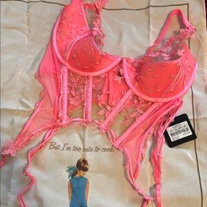 NWT Honey Birdette SABRINA Candy Pink Lace Bustier 36F